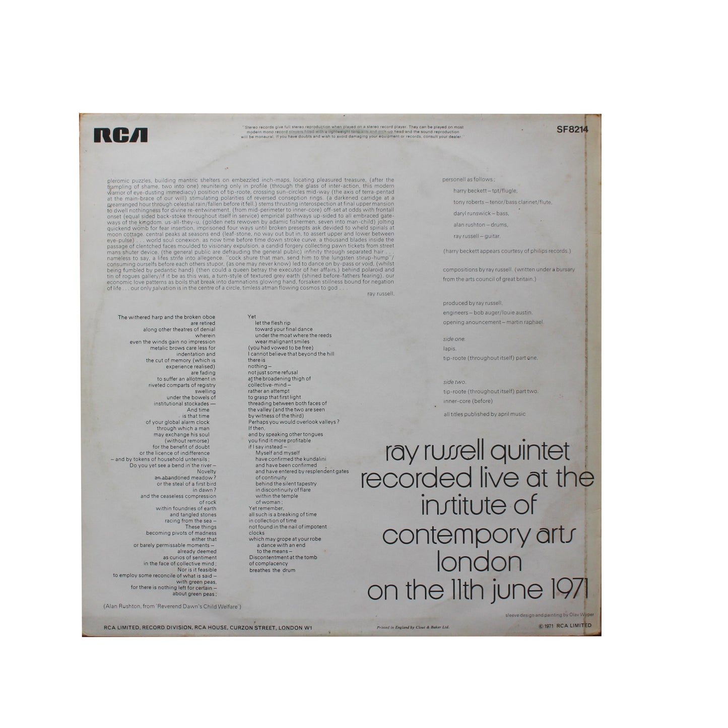 Ray Russell - Live At The I.C.A (2nd Hand)