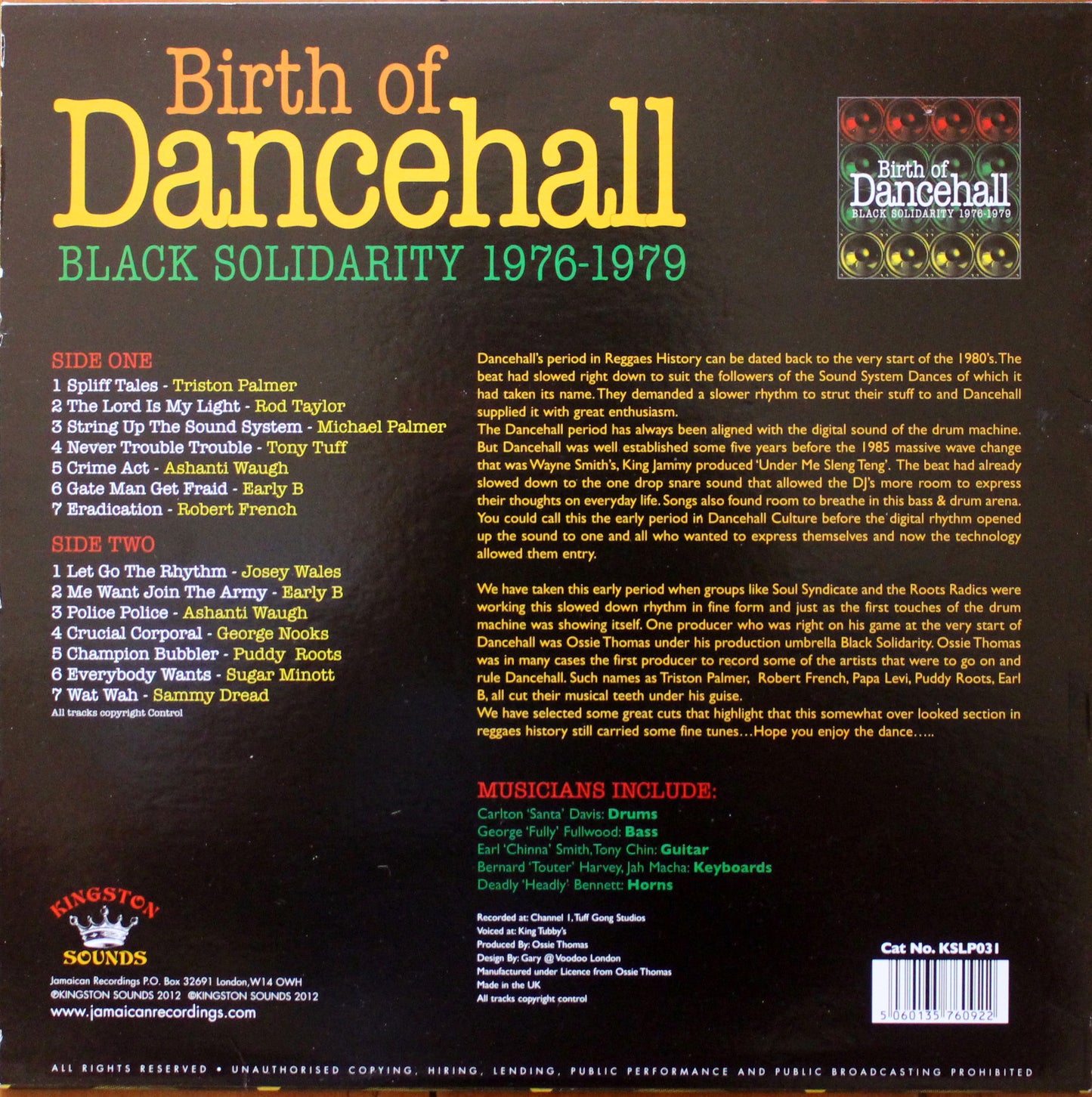 Various Artists - Birth Of Dancehall / Black Solidarity 1976-79 (2ND Hand)